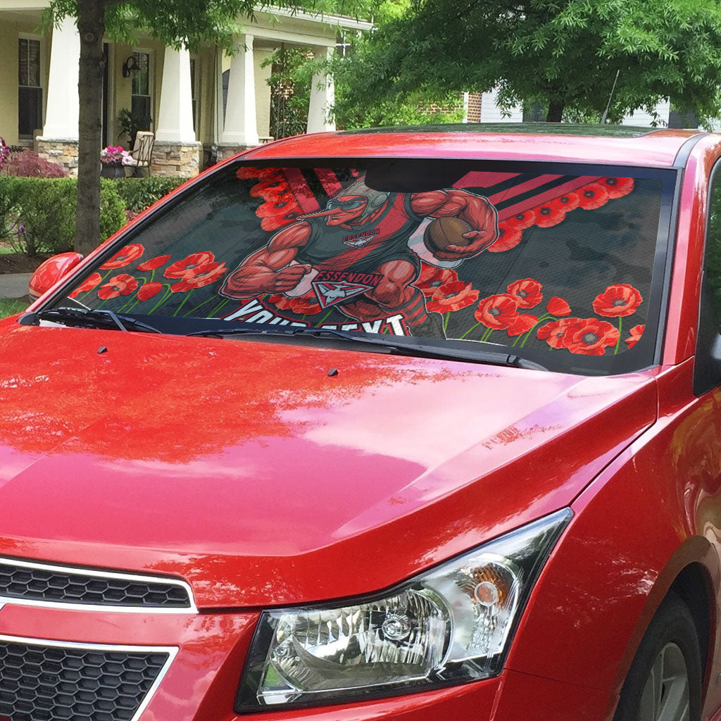 Personalised Essendon Bombers ANZAC Auto Sun Shade Military Remembrance Australian Football Mascot Camouflage