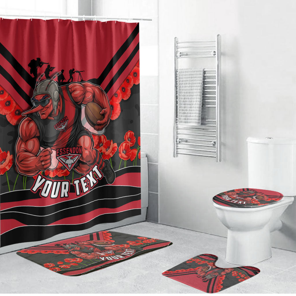 Personalised Essendon Bombers ANZAC Bathroom Set Military Remembrance Australian Football Mascot Camouflage