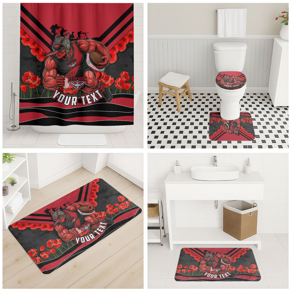 Personalised Essendon Bombers ANZAC Bathroom Set Military Remembrance Australian Football Mascot Camouflage