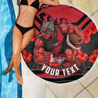 Personalised Essendon Bombers ANZAC Beach Blanket Military Remembrance Australian Football Mascot Camouflage
