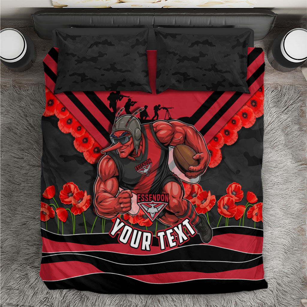 Personalised Essendon Bombers ANZAC Bedding Set Military Remembrance Australian Football Mascot Camouflage