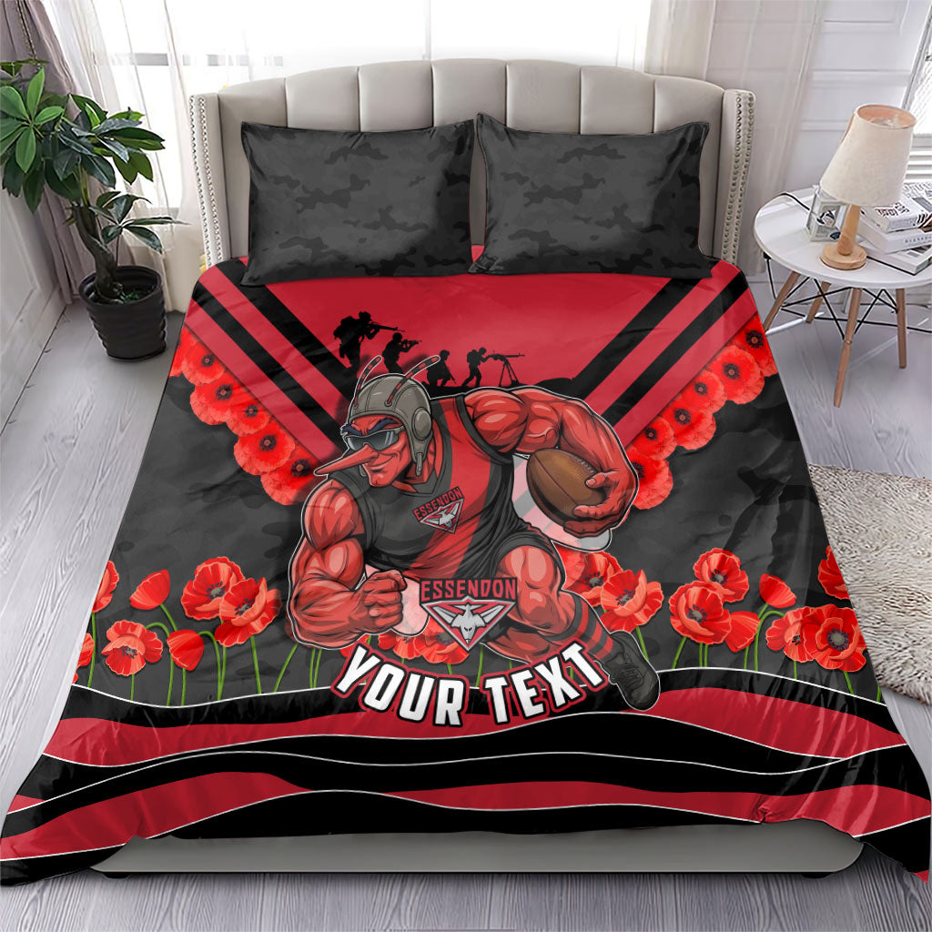 Personalised Essendon Bombers ANZAC Bedding Set Military Remembrance Australian Football Mascot Camouflage