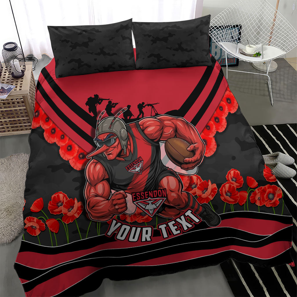 Personalised Essendon Bombers ANZAC Bedding Set Military Remembrance Australian Football Mascot Camouflage