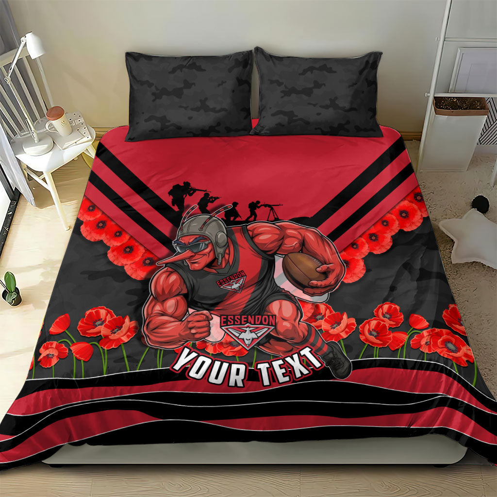 Personalised Essendon Bombers ANZAC Bedding Set Military Remembrance Australian Football Mascot Camouflage