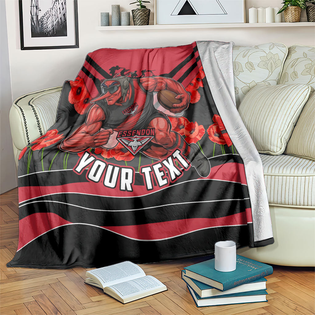 Personalised Essendon Bombers ANZAC Blanket Military Remembrance Australian Football Mascot Camouflage