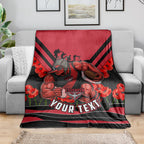 Personalised Essendon Bombers ANZAC Blanket Military Remembrance Australian Football Mascot Camouflage