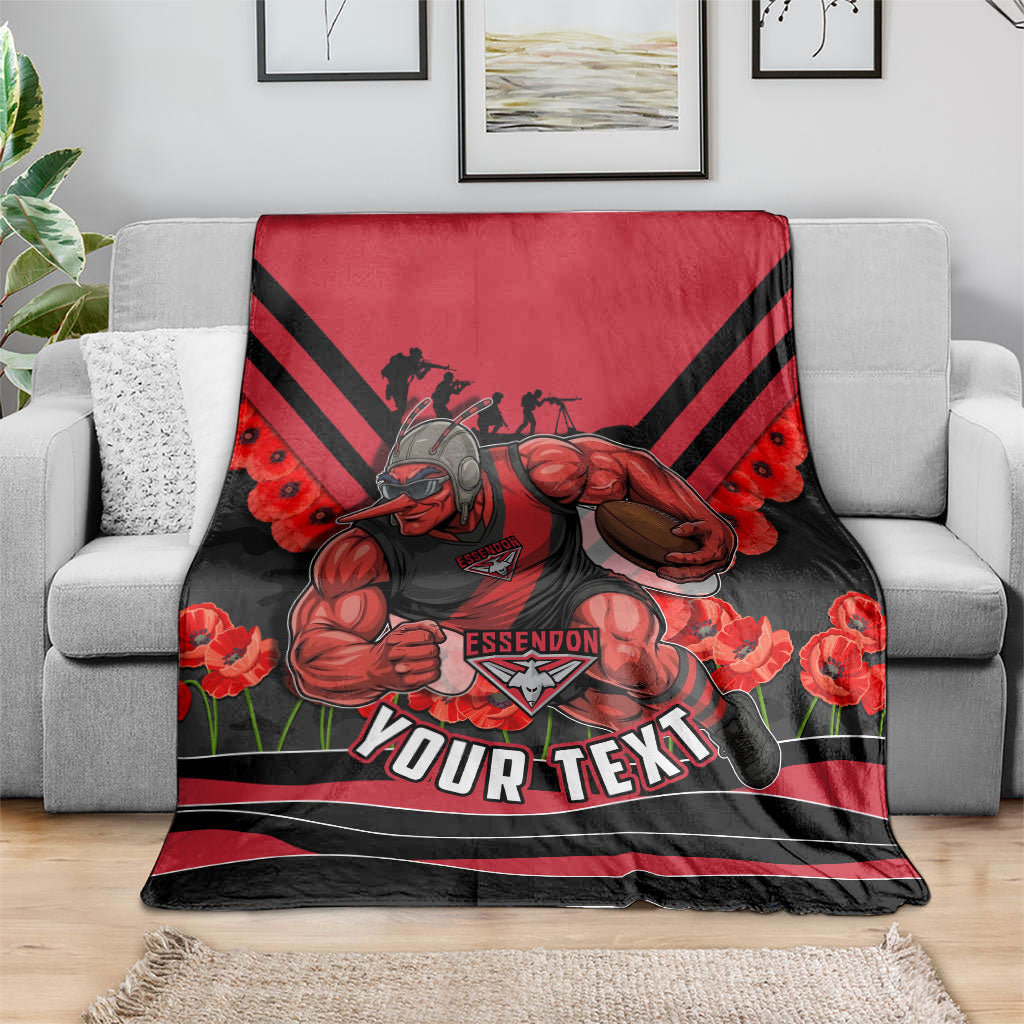 Personalised Essendon Bombers ANZAC Blanket Military Remembrance Australian Football Mascot Camouflage