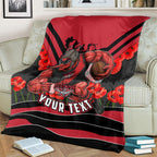 Personalised Essendon Bombers ANZAC Blanket Military Remembrance Australian Football Mascot Camouflage