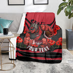 Personalised Essendon Bombers ANZAC Blanket Military Remembrance Australian Football Mascot Camouflage