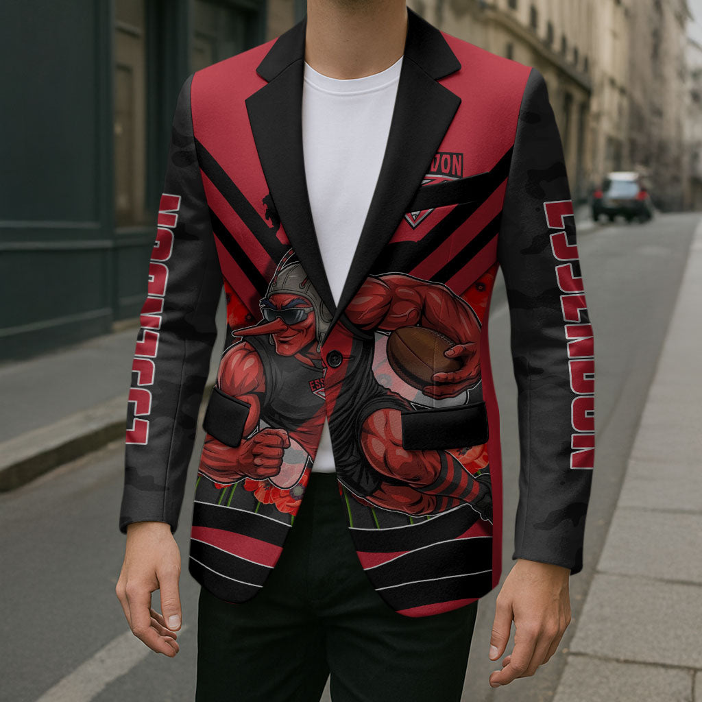 Personalised Essendon Bombers ANZAC Blazer Military Remembrance Australian Football Mascot Camouflage