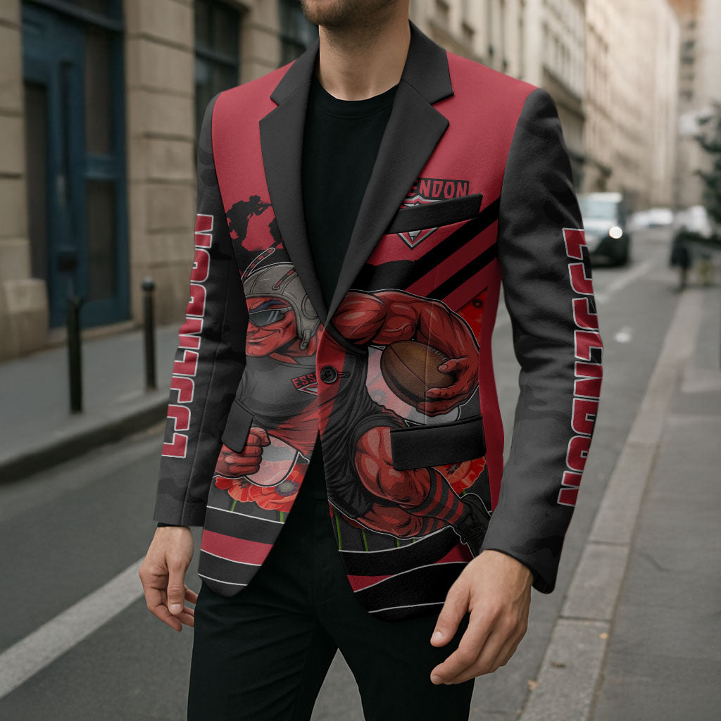 Personalised Essendon Bombers ANZAC Blazer Military Remembrance Australian Football Mascot Camouflage