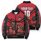 Personalised Essendon Bombers ANZAC Bomber Puffer Jacket Military Remembrance Australian Football Mascot Camouflage