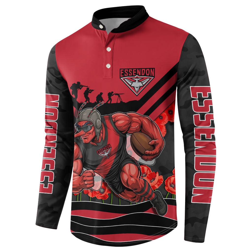 Personalised Essendon Bombers ANZAC Button Sweatshirt Military Remembrance Australian Football Mascot Camouflage