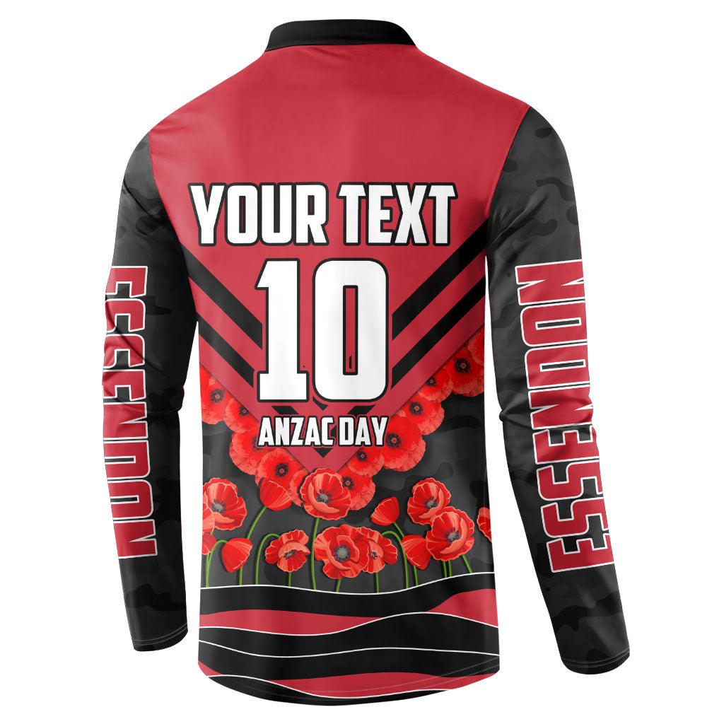 Personalised Essendon Bombers ANZAC Button Sweatshirt Military Remembrance Australian Football Mascot Camouflage