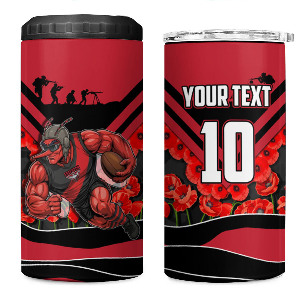 Personalised Essendon Bombers ANZAC 4 in 1 Can Cooler Tumbler Military Remembrance Australian Football Mascot Camouflage