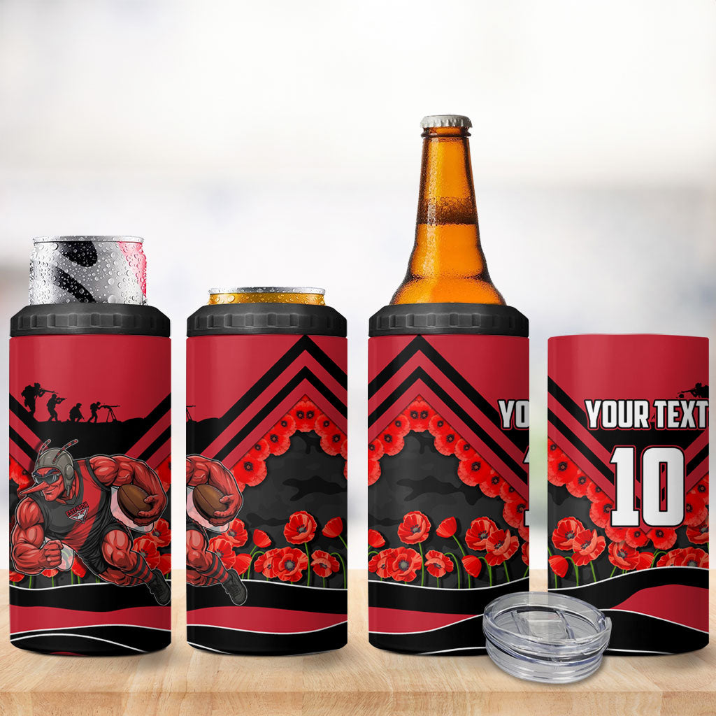 Personalised Essendon Bombers ANZAC 4 in 1 Can Cooler Tumbler Military Remembrance Australian Football Mascot Camouflage