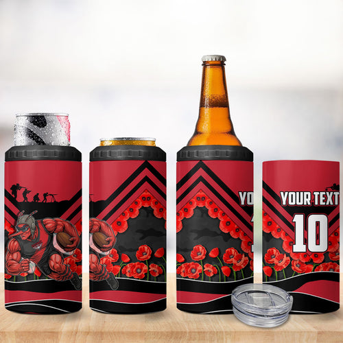 Personalised Essendon Bombers ANZAC 4 in 1 Can Cooler Tumbler Military Remembrance Australian Football Mascot Camouflage