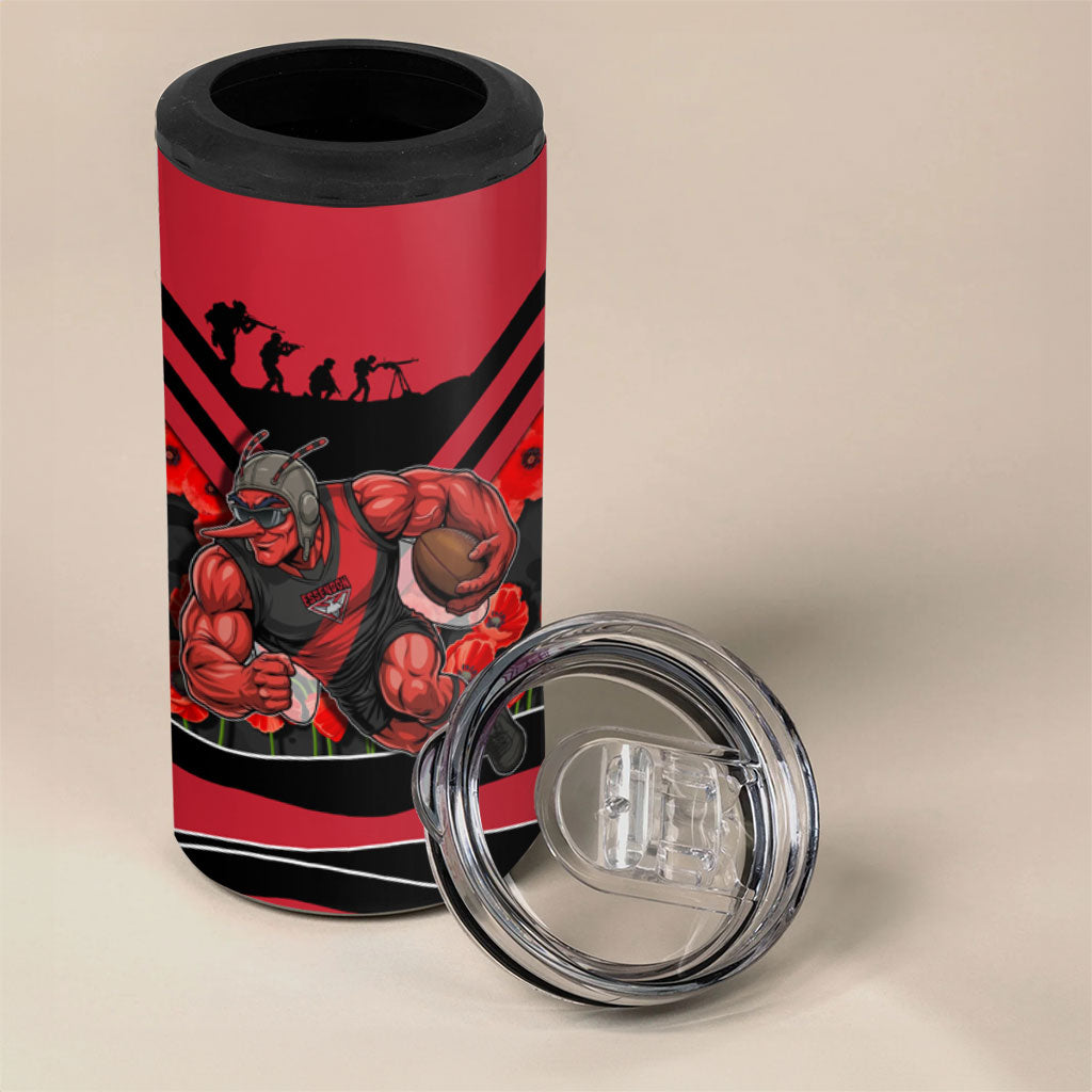 Personalised Essendon Bombers ANZAC 4 in 1 Can Cooler Tumbler Military Remembrance Australian Football Mascot Camouflage