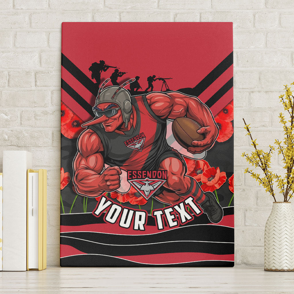 Personalised Essendon Bombers ANZAC Canvas Wall Art Military Remembrance Australian Football Mascot Camouflage