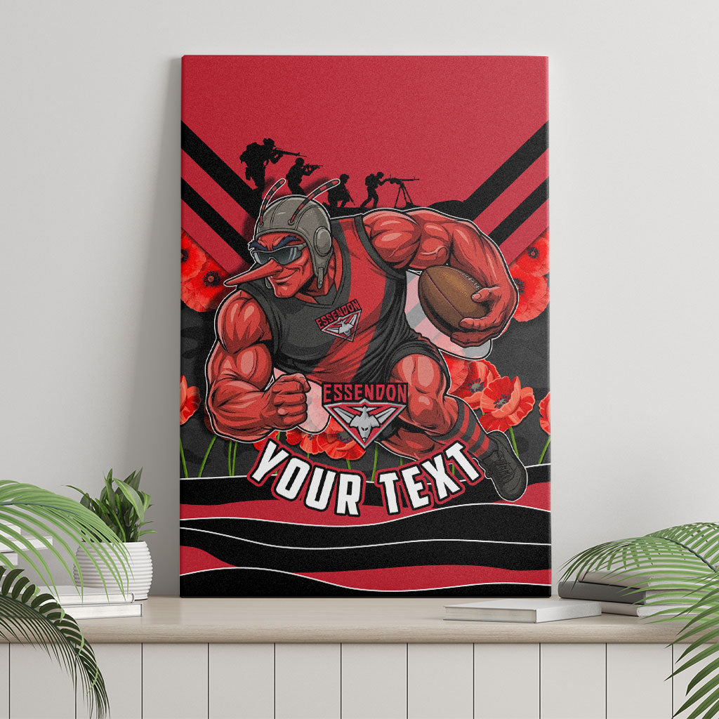 Personalised Essendon Bombers ANZAC Canvas Wall Art Military Remembrance Australian Football Mascot Camouflage