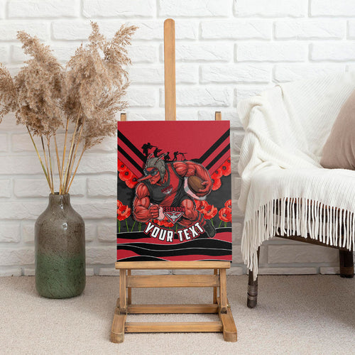 Personalised Essendon Bombers ANZAC Canvas Wall Art Military Remembrance Australian Football Mascot Camouflage