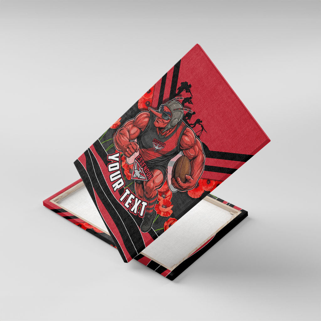 Personalised Essendon Bombers ANZAC Canvas Wall Art Military Remembrance Australian Football Mascot Camouflage