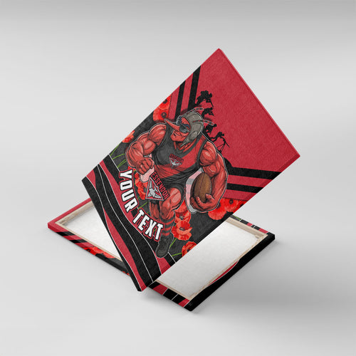 Personalised Essendon Bombers ANZAC Canvas Wall Art Military Remembrance Australian Football Mascot Camouflage