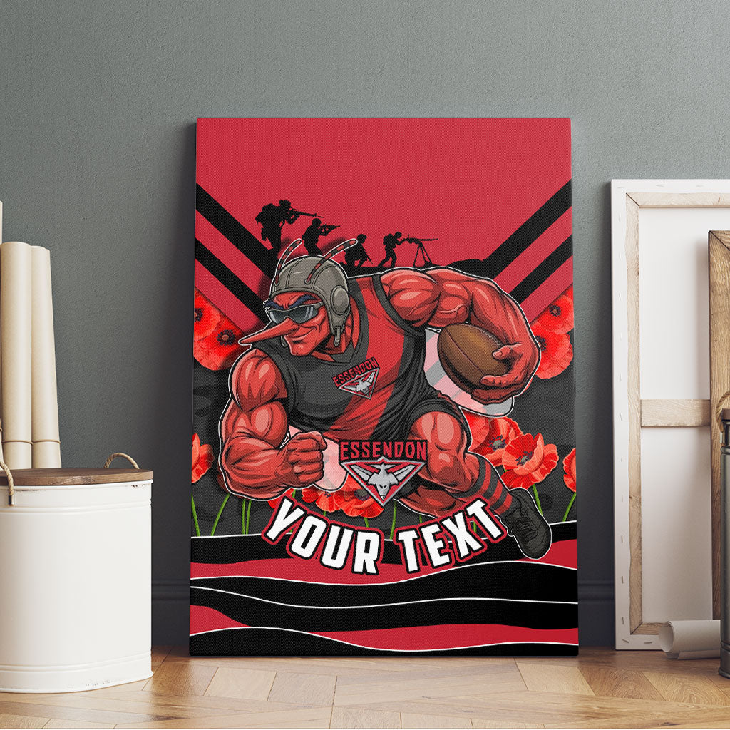 Personalised Essendon Bombers ANZAC Canvas Wall Art Military Remembrance Australian Football Mascot Camouflage