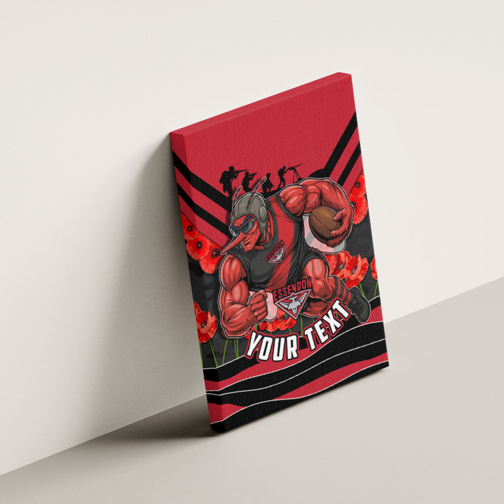 Personalised Essendon Bombers ANZAC Canvas Wall Art Military Remembrance Australian Football Mascot Camouflage