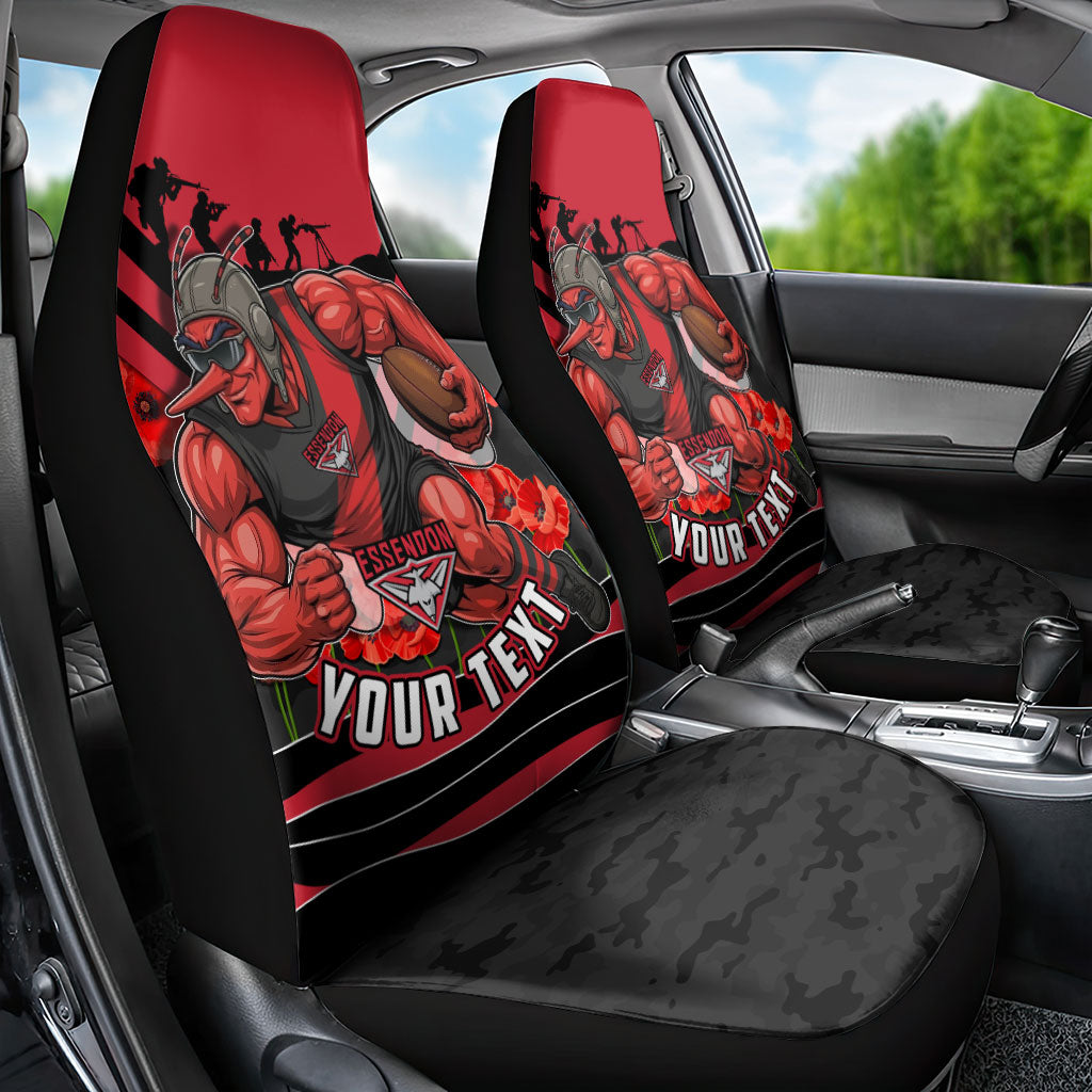 Personalised Essendon Bombers ANZAC Car Seat Cover Military Remembrance Australian Football Mascot Camouflage