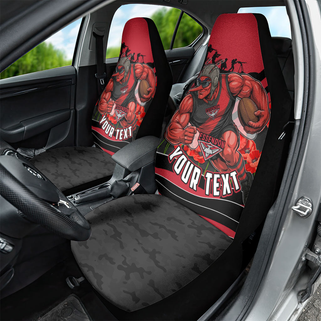Personalised Essendon Bombers ANZAC Car Seat Cover Military Remembrance Australian Football Mascot Camouflage
