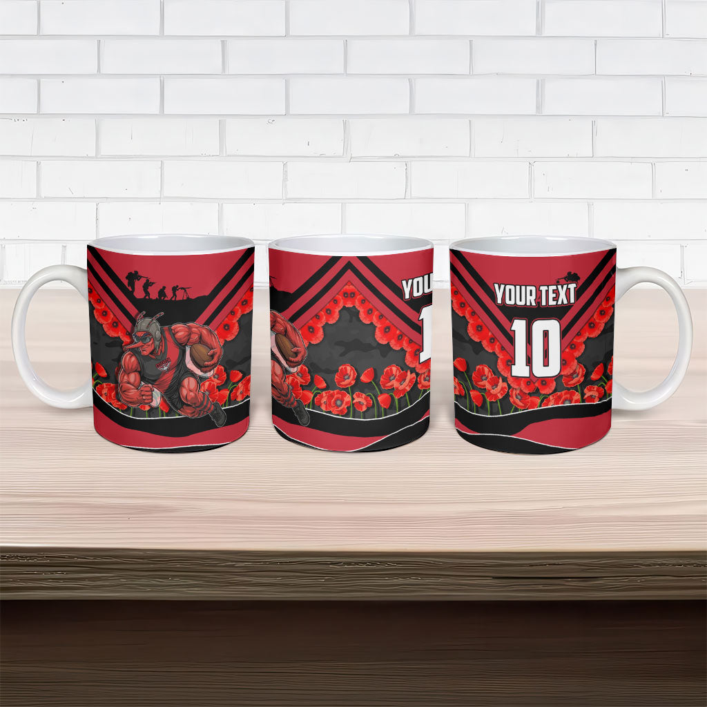 Personalised Essendon Bombers ANZAC Ceramic Mug Military Remembrance Australian Football Mascot Camouflage