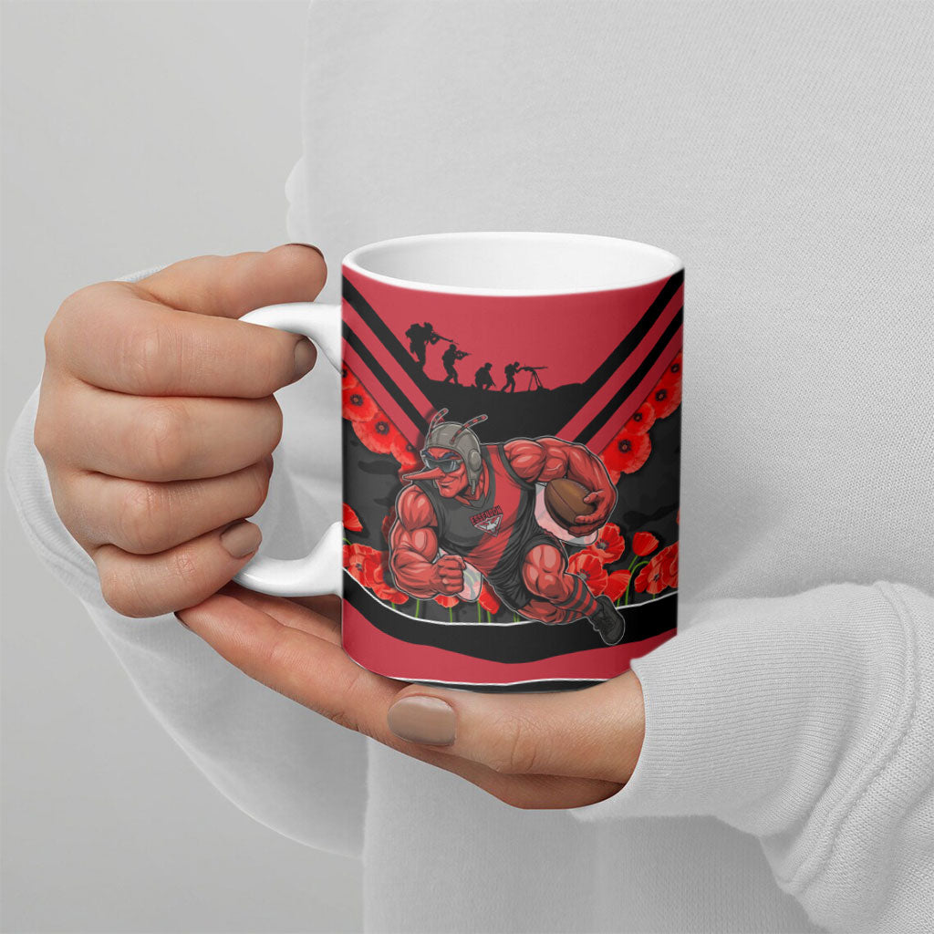 Personalised Essendon Bombers ANZAC Ceramic Mug Military Remembrance Australian Football Mascot Camouflage