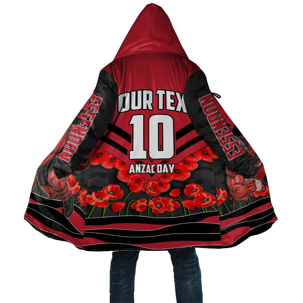Personalised Essendon Bombers ANZAC Cloak Military Remembrance Australian Football Mascot Camouflage