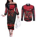Personalised Essendon Bombers ANZAC Couples Matching Off The Shoulder Long Sleeve Dress and Long Sleeve Button Shirt Military Remembrance Australian Football Mascot Camouflage