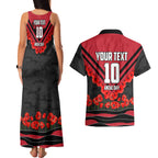 Personalised Essendon Bombers ANZAC Couples Matching Tank Maxi Dress and Hawaiian Shirt Military Remembrance Australian Football Mascot Camouflage