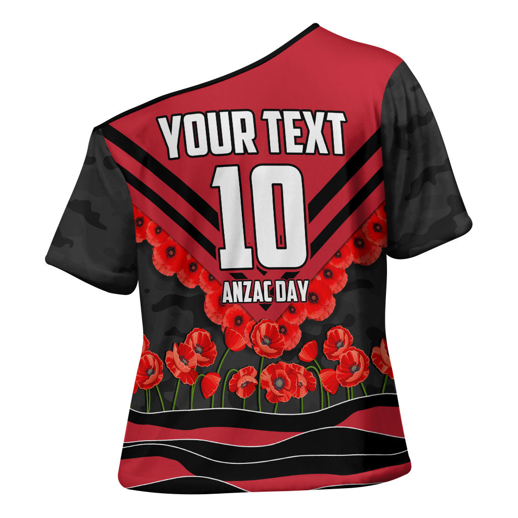 Personalised Essendon Bombers ANZAC Cross Shoulder Shirt Military Remembrance Australian Football Mascot Camouflage