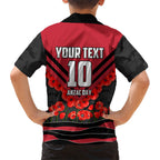 Personalised Essendon Bombers ANZAC Family Matching Long Sleeve Bodycon Dress and Hawaiian Shirt Military Remembrance Australian Football Mascot Camouflage