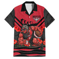 Personalised Essendon Bombers ANZAC Family Matching Long Sleeve Bodycon Dress and Hawaiian Shirt Military Remembrance Australian Football Mascot Camouflage