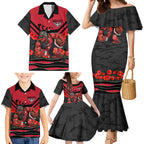 Personalised Essendon Bombers ANZAC Family Matching Mermaid Dress and Hawaiian Shirt Military Remembrance Australian Football Mascot Camouflage