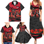 Personalised Essendon Bombers ANZAC Family Matching Summer Maxi Dress and Hawaiian Shirt Military Remembrance Australian Football Mascot Camouflage