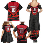 Personalised Essendon Bombers ANZAC Family Matching Summer Maxi Dress and Hawaiian Shirt Military Remembrance Australian Football Mascot Camouflage