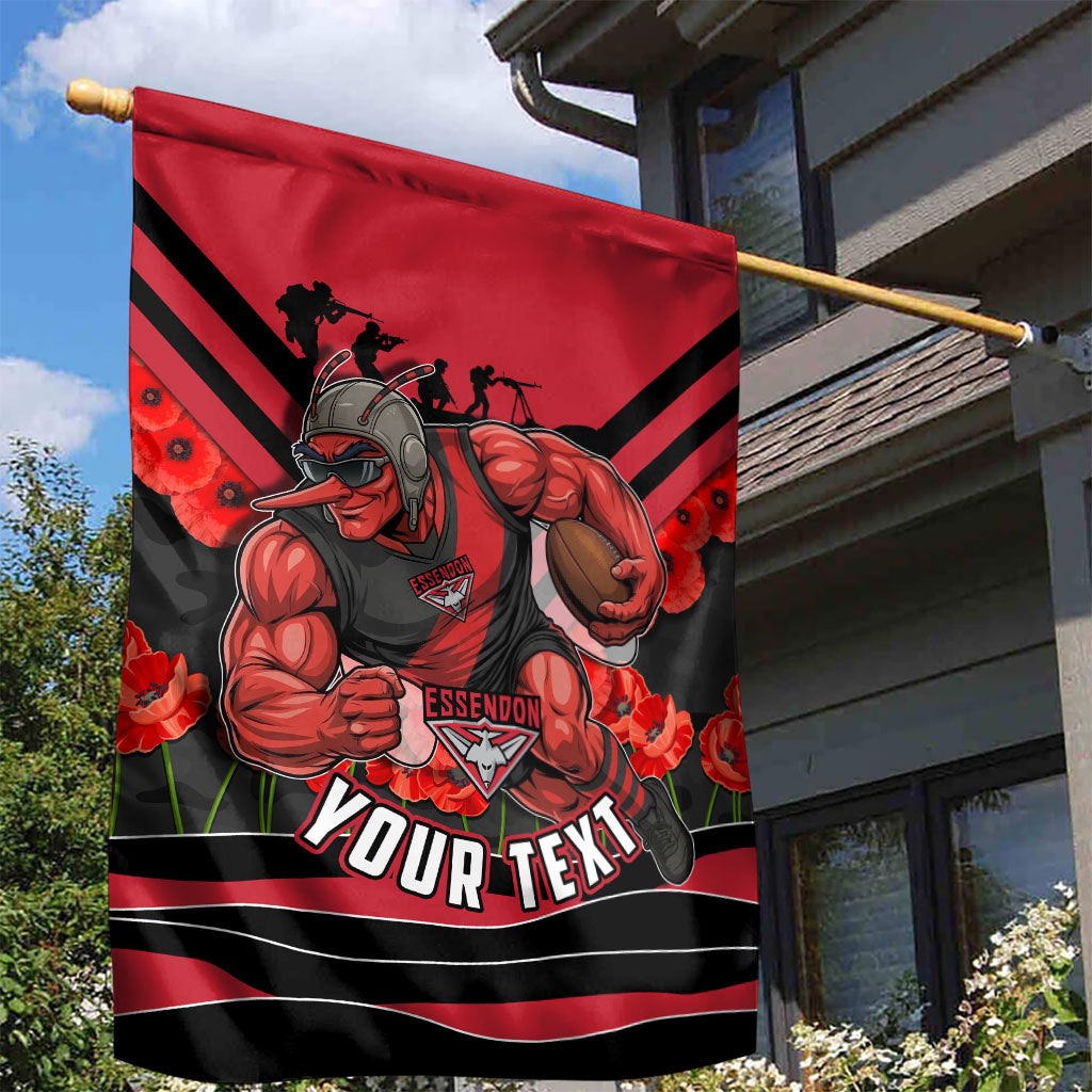 Personalised Essendon Bombers ANZAC Garden Flag Military Remembrance Australian Football Mascot Camouflage