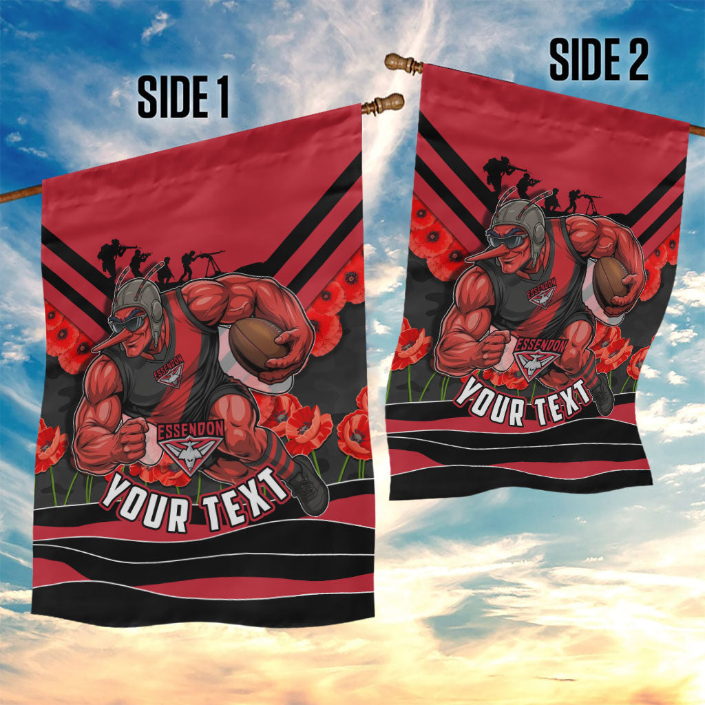 Personalised Essendon Bombers ANZAC Garden Flag Military Remembrance Australian Football Mascot Camouflage