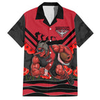 Personalised Essendon Bombers ANZAC Hawaiian Shirt Military Remembrance Australian Football Mascot Camouflage