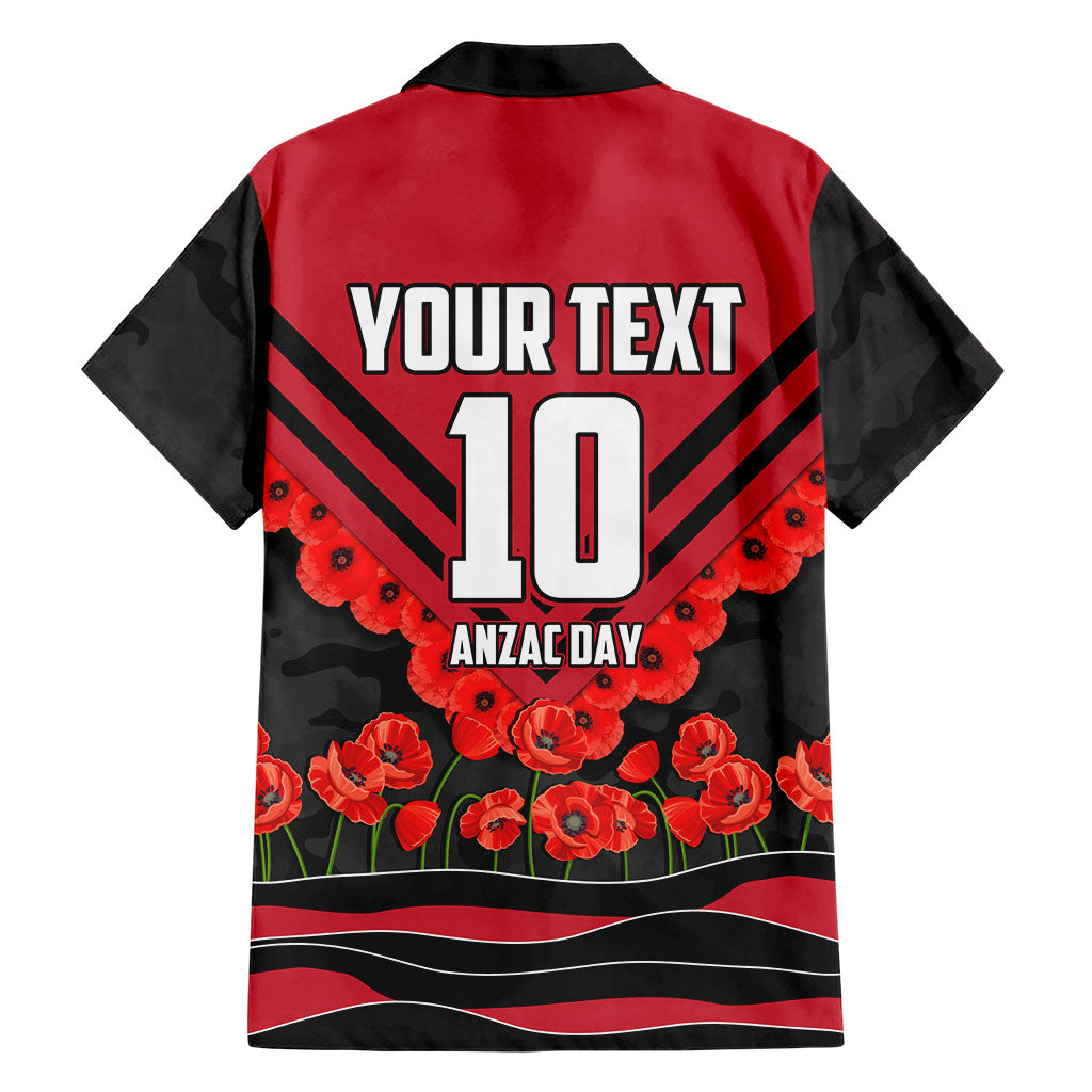 Personalised Essendon Bombers ANZAC Hawaiian Shirt Military Remembrance Australian Football Mascot Camouflage