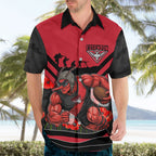 Personalised Essendon Bombers ANZAC Hawaiian Shirt Military Remembrance Australian Football Mascot Camouflage