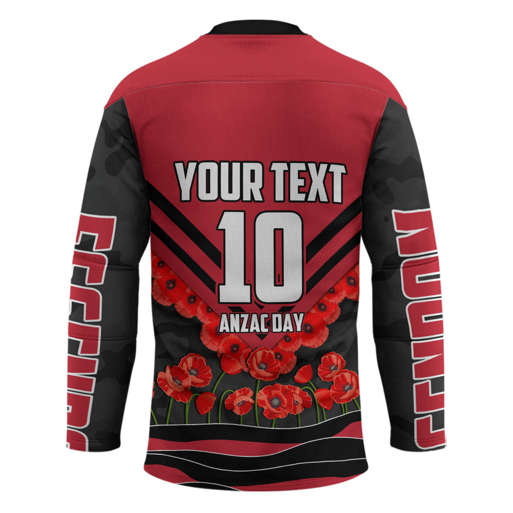 Personalised Essendon Bombers ANZAC Hockey Jersey Military Remembrance Australian Football Mascot Camouflage