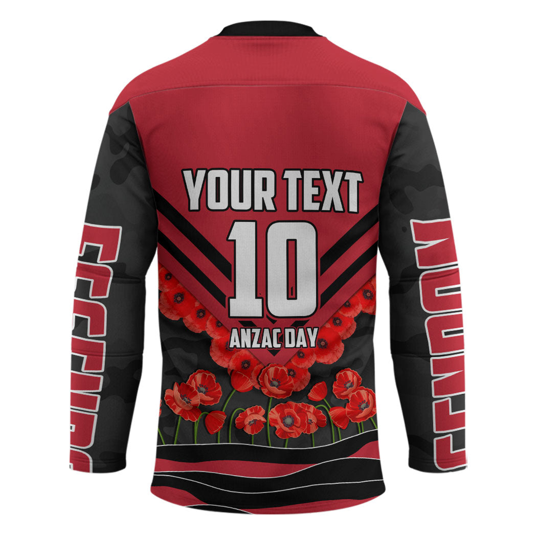 Personalised Essendon Bombers ANZAC Hockey Jersey Military Remembrance Australian Football Mascot Camouflage