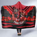 Personalised Essendon Bombers ANZAC Hooded Blanket Military Remembrance Australian Football Mascot Camouflage